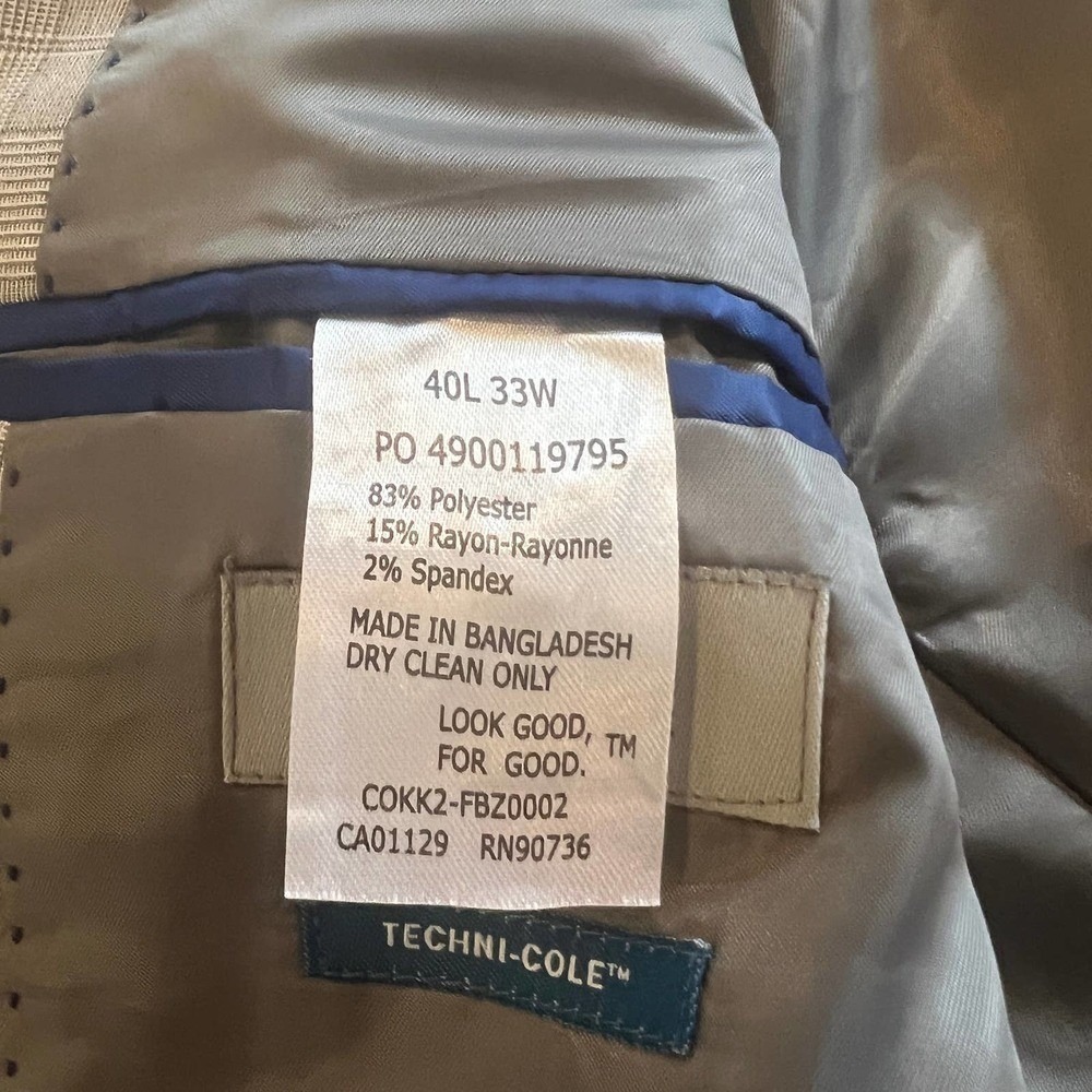 Reaction‎ Kenneth Cole Gray Techni Cole Modern Fit Windowpane Sport Coat 40L - Picture 13 of 16